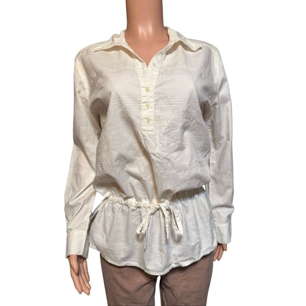 Pulp white long sleeve blouse with a cinched drawstring waist L